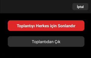 Zoom toplantı sonlandırma