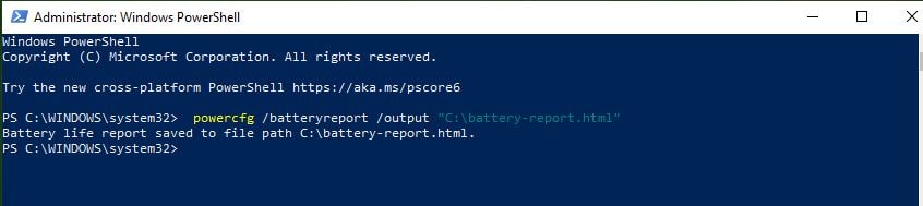 Windows 10'da pil sağlığını öğrenmek